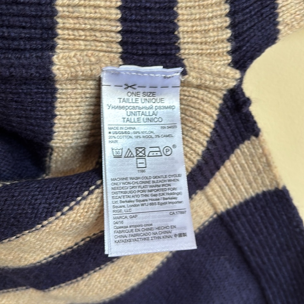 NWT Gap Open Front Stripe Poncho One Size in Blue and‎ Brown/Cream - Picture 7 of 7